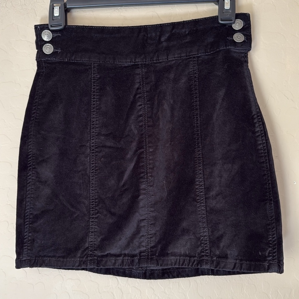 Free People, W27, black velvety mini skirt